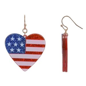 AMERICAN Flag Patriotic Heart ❤️ Earrings USA Memorial Day/4th of July